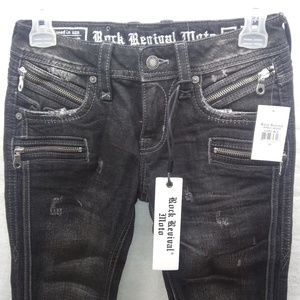 24 Rock Revival Zip Moto Distressed skinny Jeans